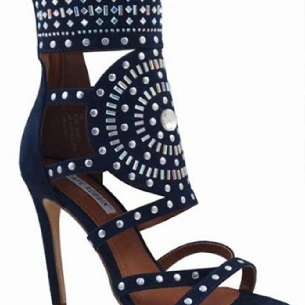 Elegant Navy Blue Studded Women's Heels